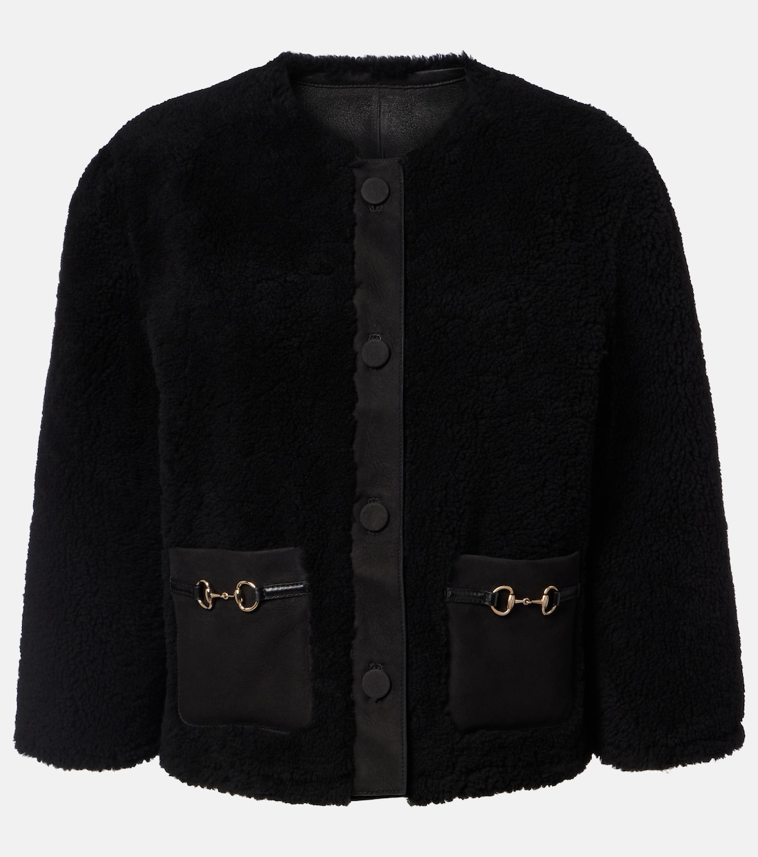 Horsebit cropped shearling jacket | Gucci