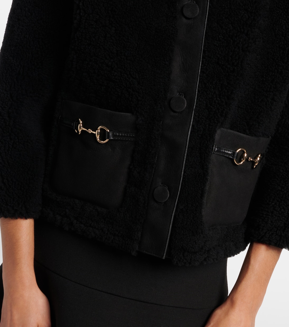 Horsebit cropped shearling jacket | Gucci