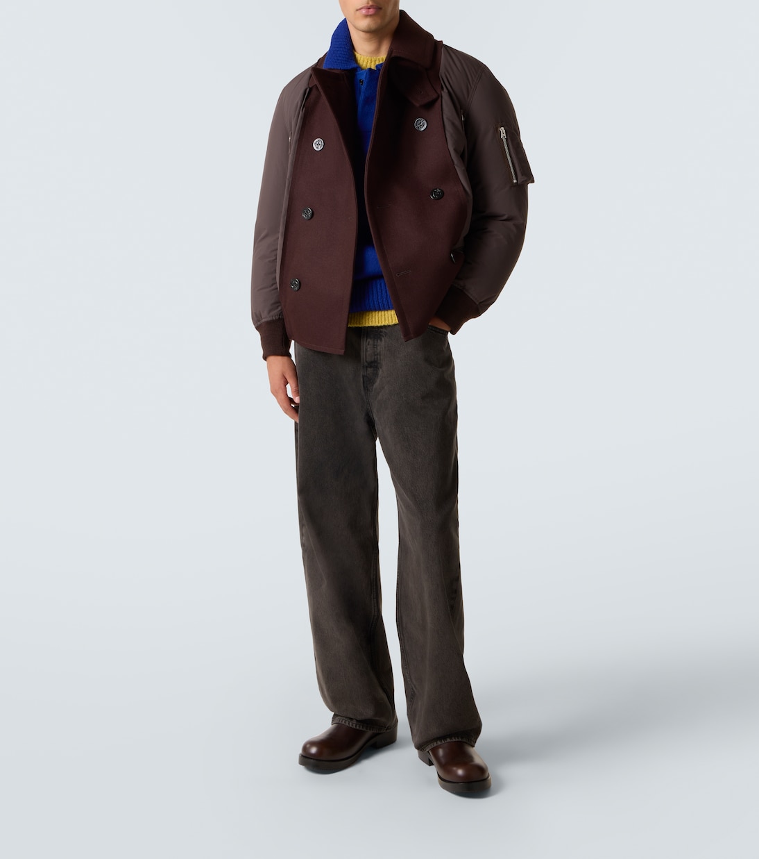 Double-breasted wool puffer jacket | Sacai