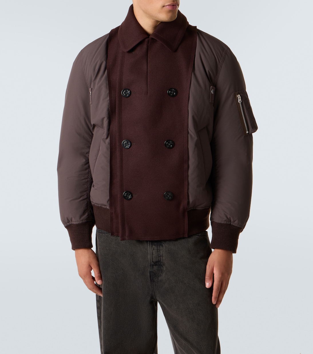 Double-breasted wool puffer jacket | Sacai