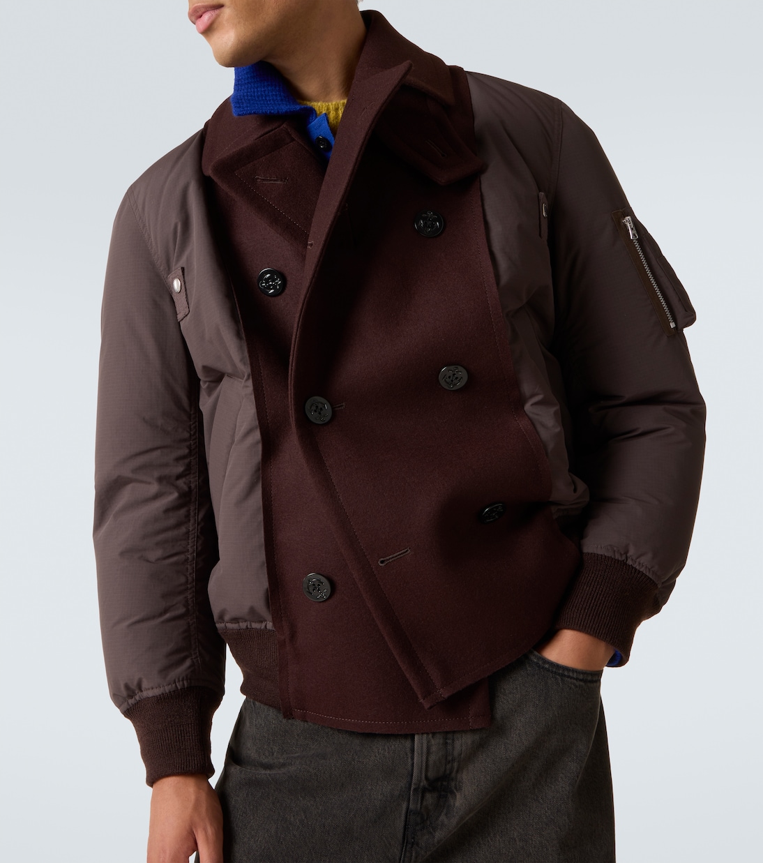 Double-breasted wool puffer jacket | Sacai