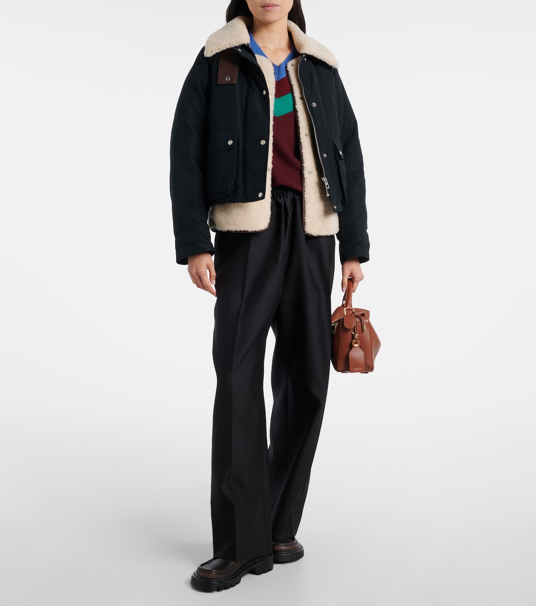 Shearling-trimmed cotton-blend jacket | Loewe