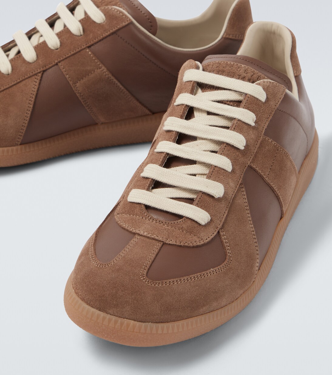 Replica leather-trimmed suede sneakers | Maison Margiela