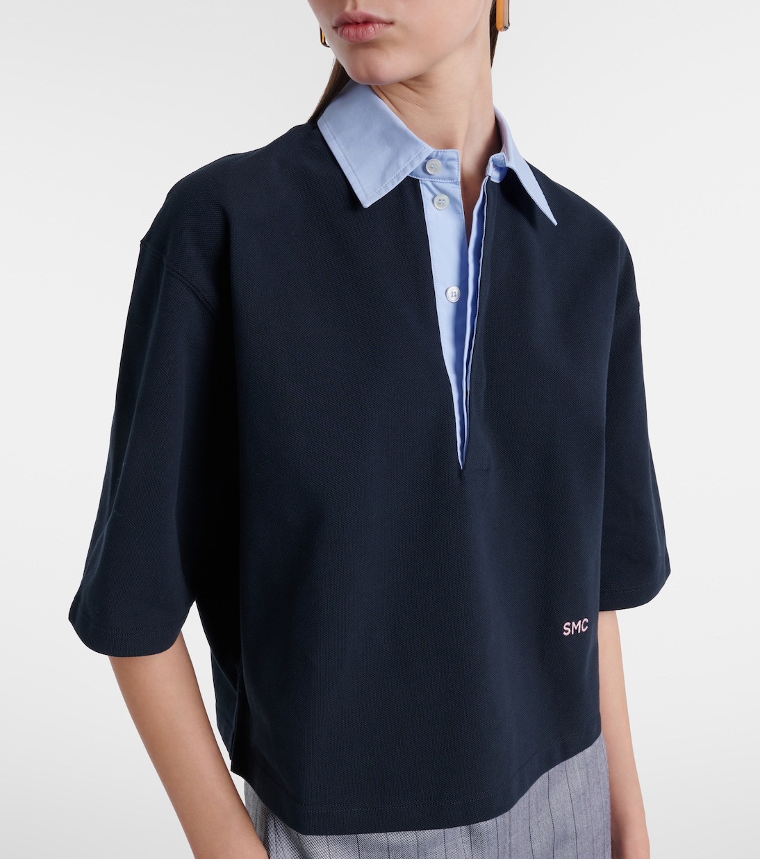 Cropped cotton piqué polo shirt | Stella McCartney