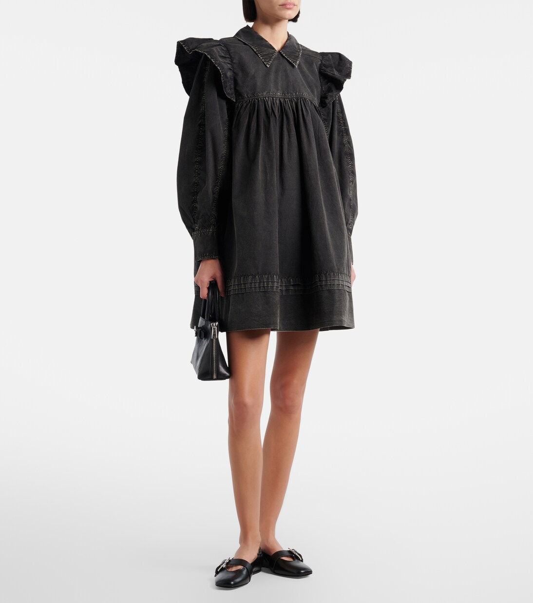 Ruffled cotton minidress | Ganni