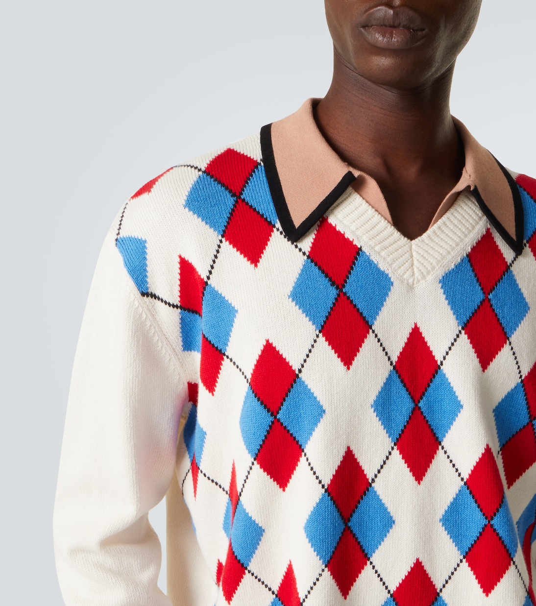Argyle cotton-blend polo sweater | Dries Van Noten