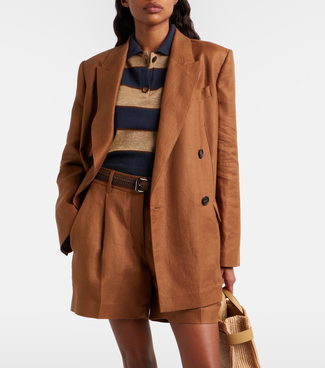 Double-breasted linen blazer | Brunello Cucinelli