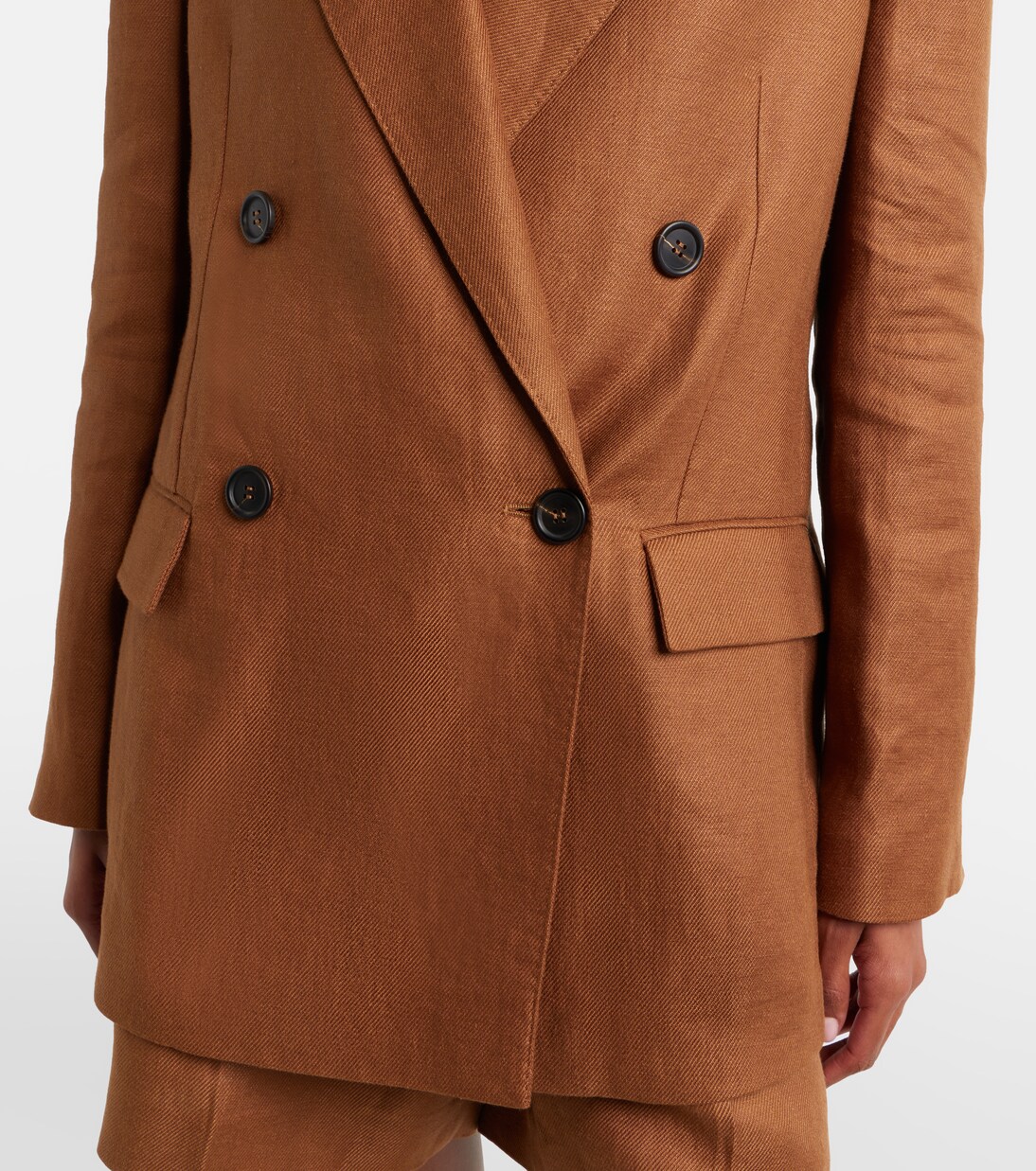 Double-breasted linen blazer | Brunello Cucinelli