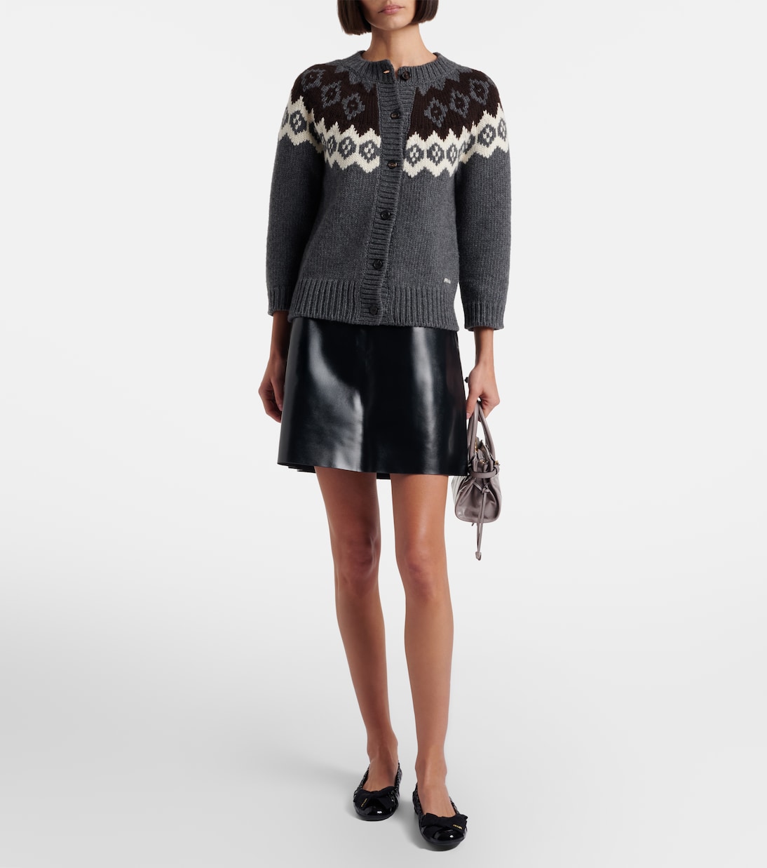 Bow-detail patent leather ballet flats | Prada