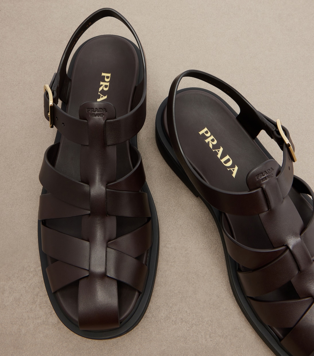 Leather fisherman sandals | Prada