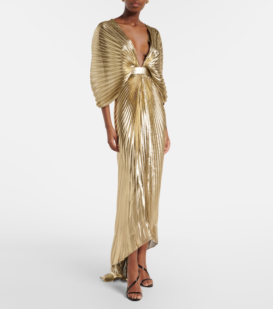 Asymmetric silk-blend lamé gown | Roberto Cavalli