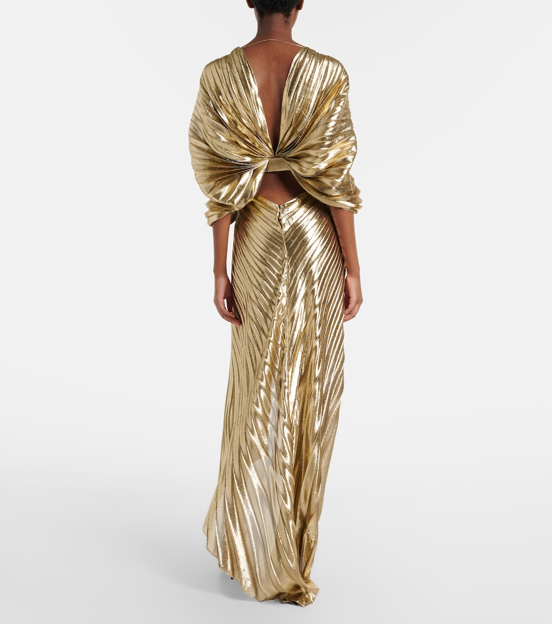Asymmetric silk-blend lamé gown | Roberto Cavalli