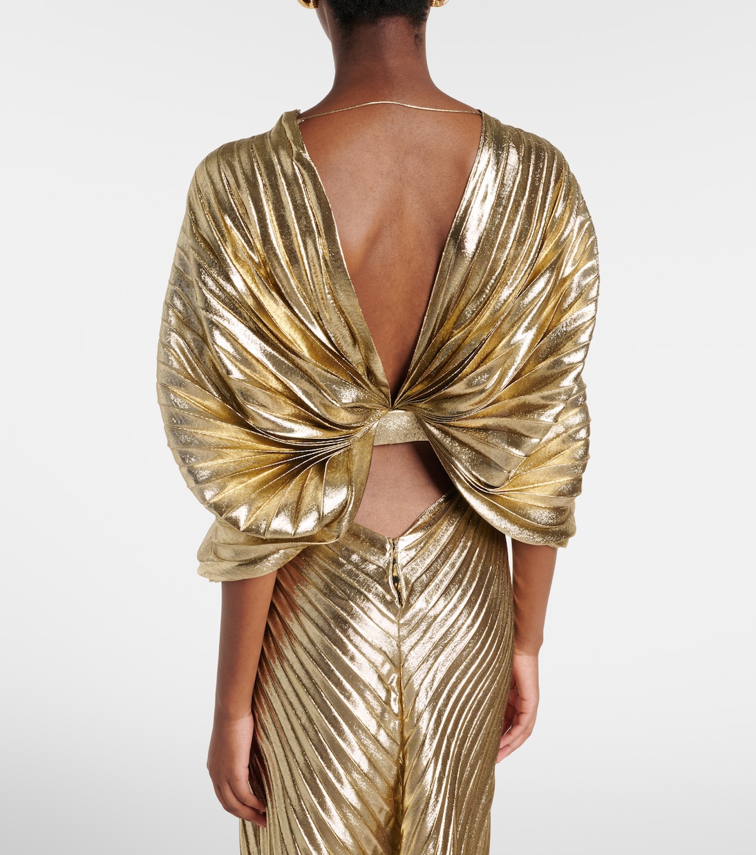 Asymmetric silk-blend lamé gown | Roberto Cavalli