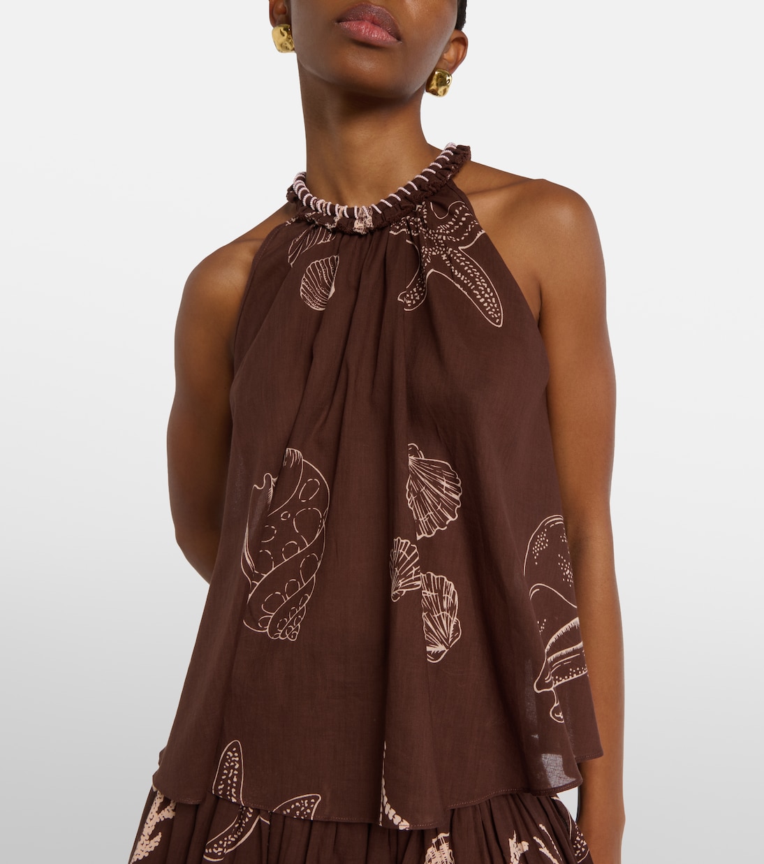 Cleo printed halterneck cotton top | Poupette St Barth