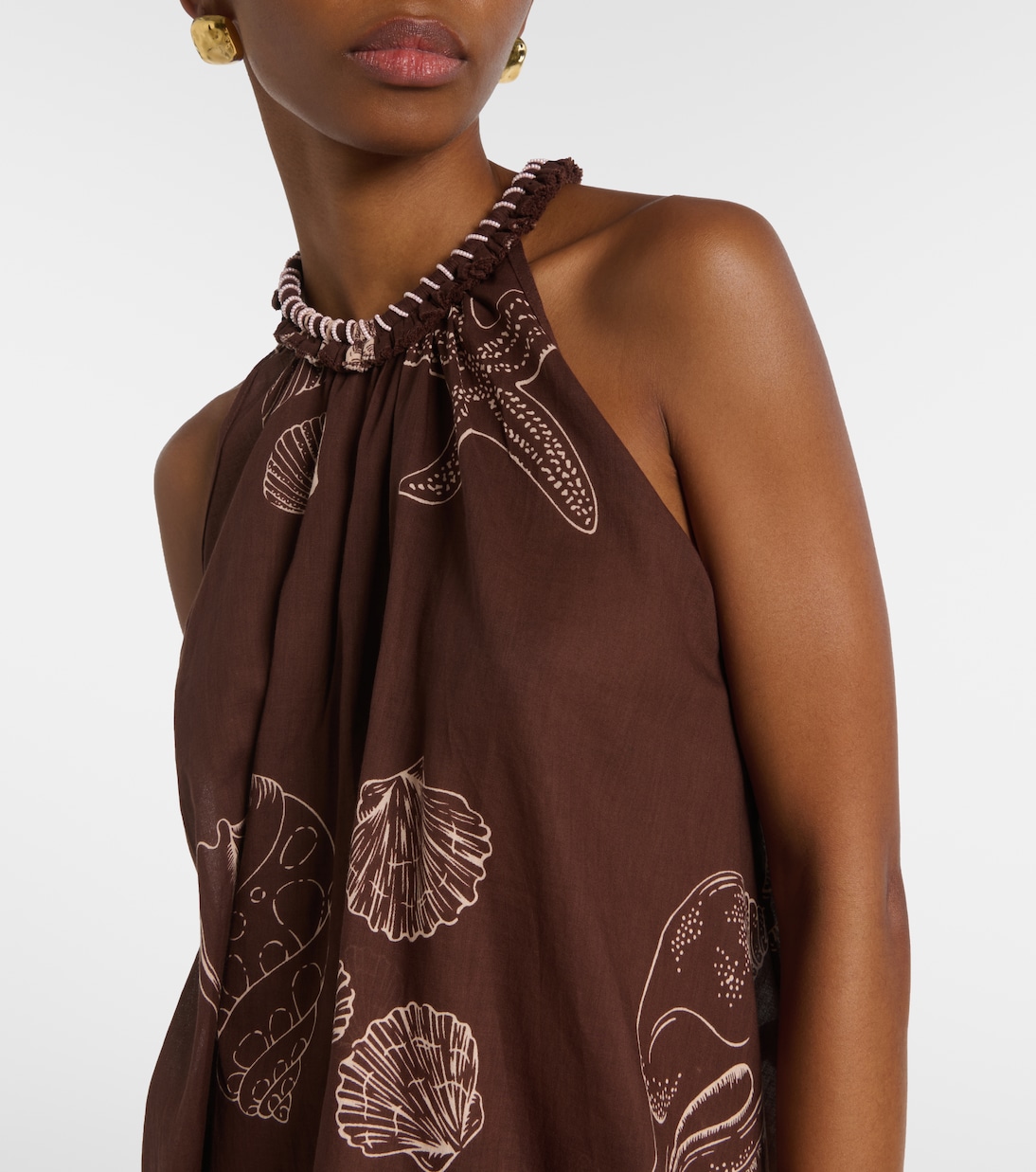 Cleo printed halterneck cotton top | Poupette St Barth