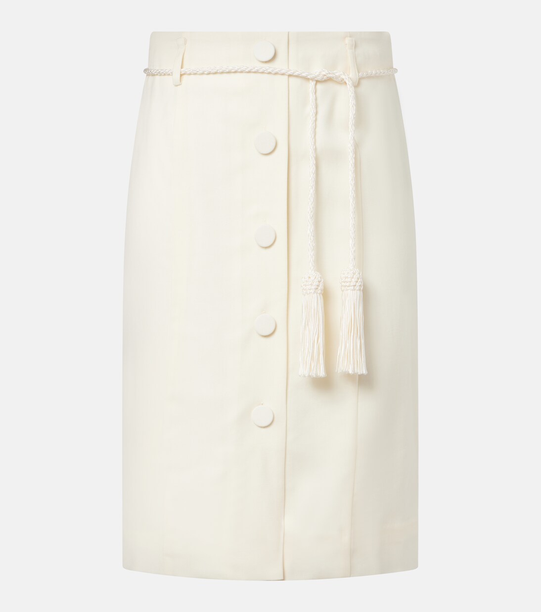 Elspeth belted wool midi skirt | Posse