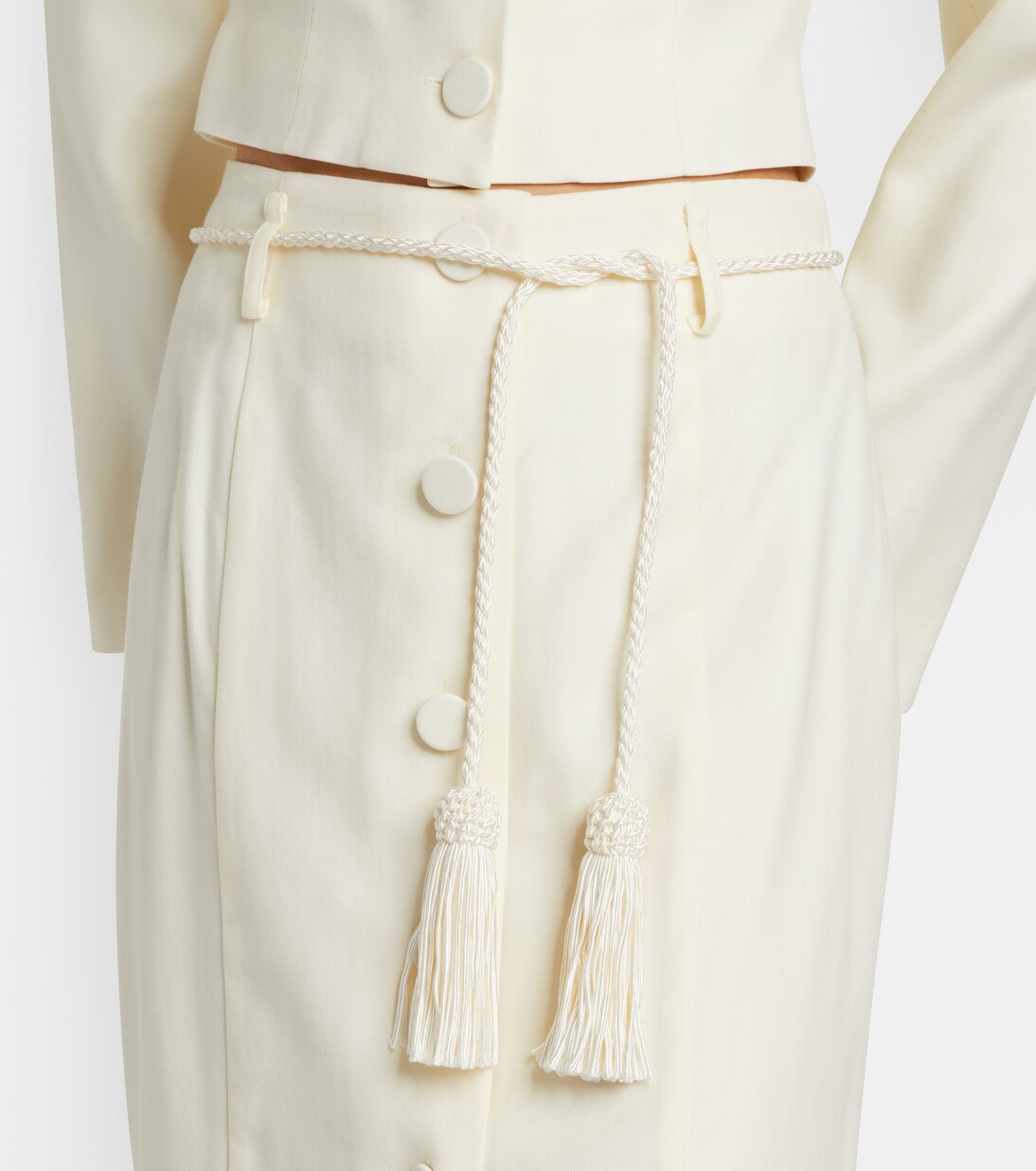 Elspeth belted wool midi skirt | Posse