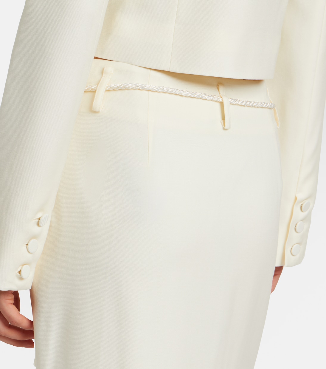 Elspeth belted wool midi skirt | Posse