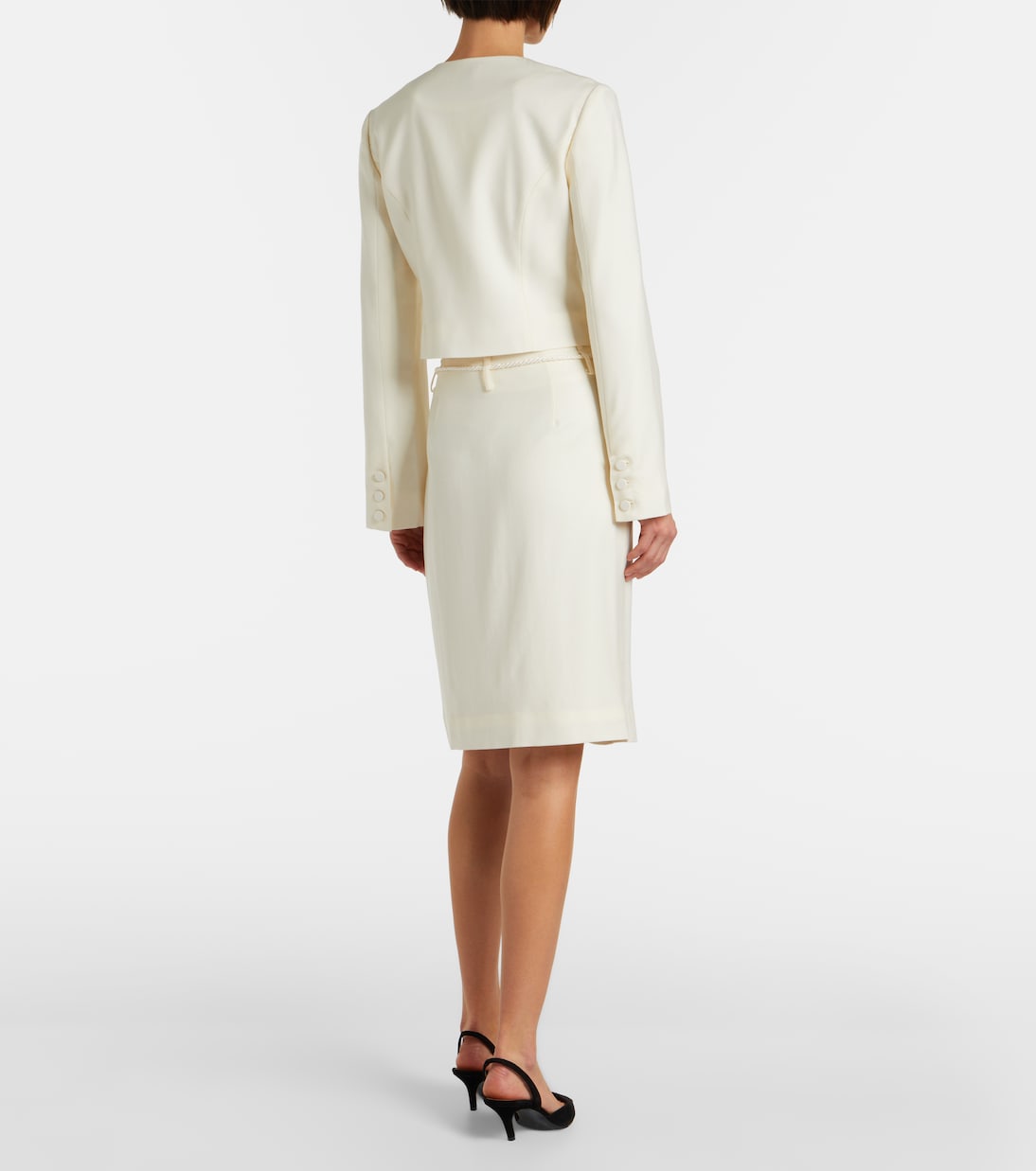 Elspeth belted wool midi skirt | Posse