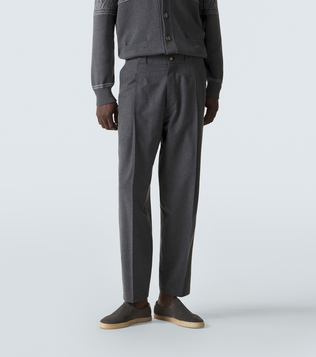 Wool, cotton and silk tapered pants | Brunello Cucinelli
