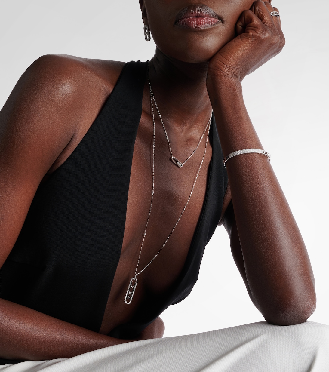 Move 10th 18kt white gold pendant necklace with diamonds | Messika