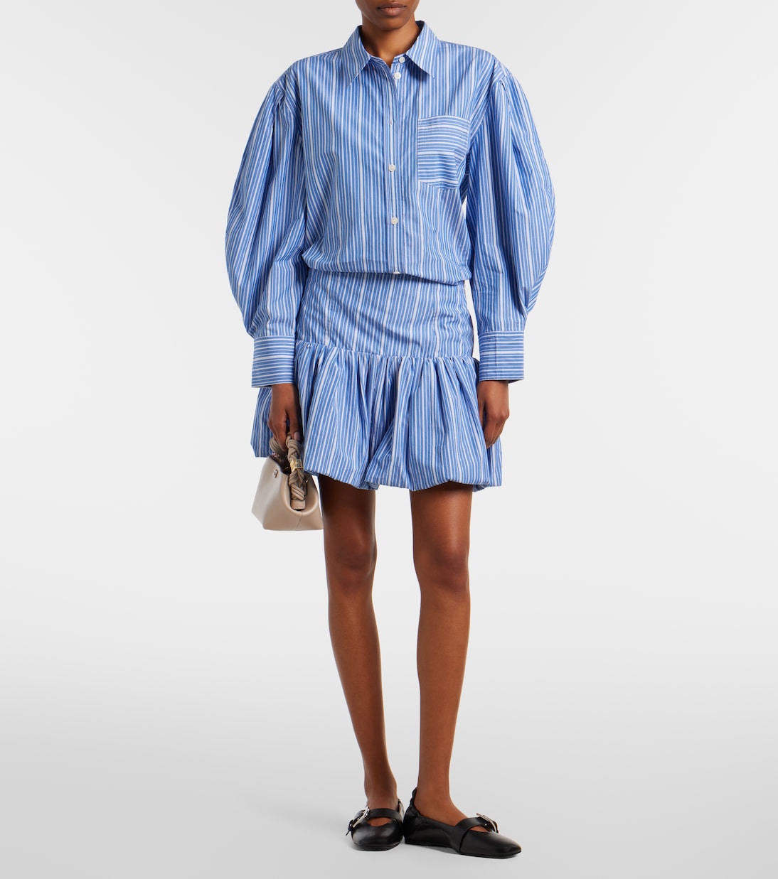 Striped cotton poplin miniskirt | Ganni