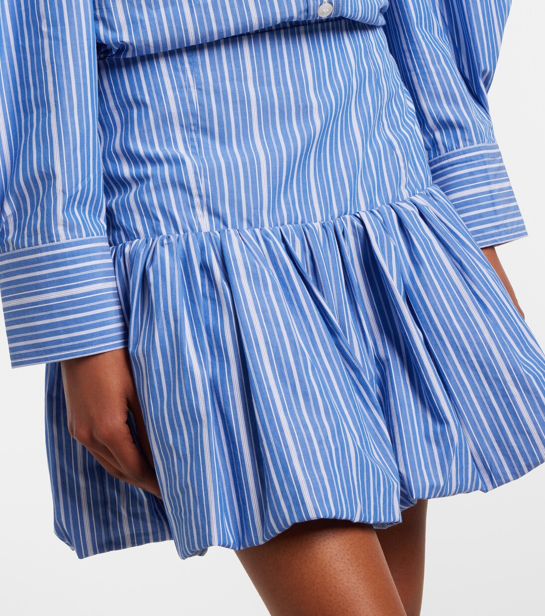 Striped cotton poplin miniskirt | Ganni