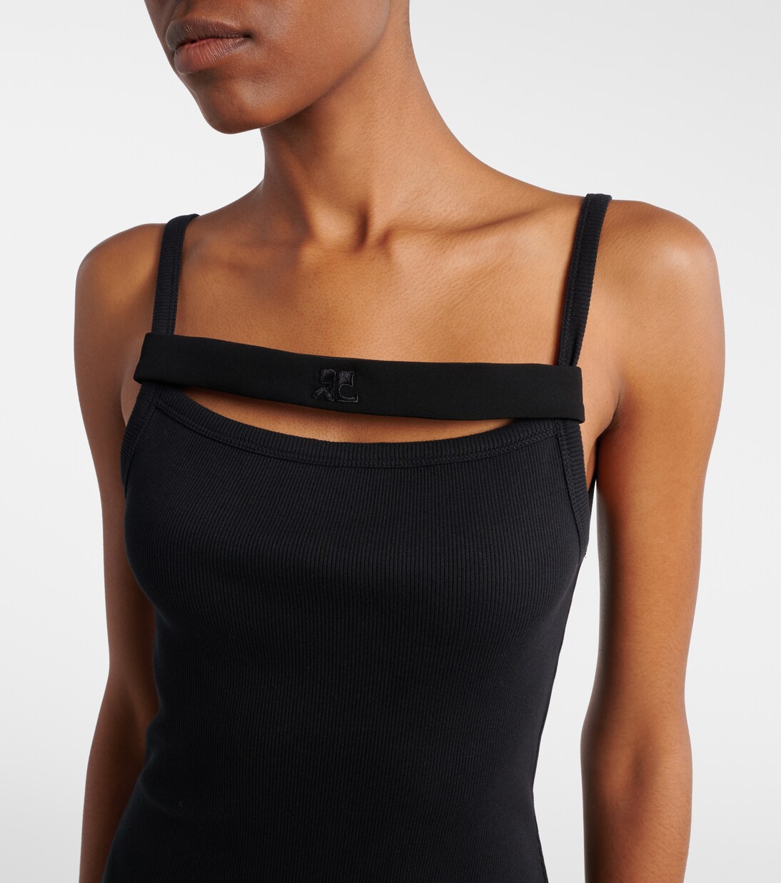 Ribbed-knit cotton jersey midi dress | Courrèges