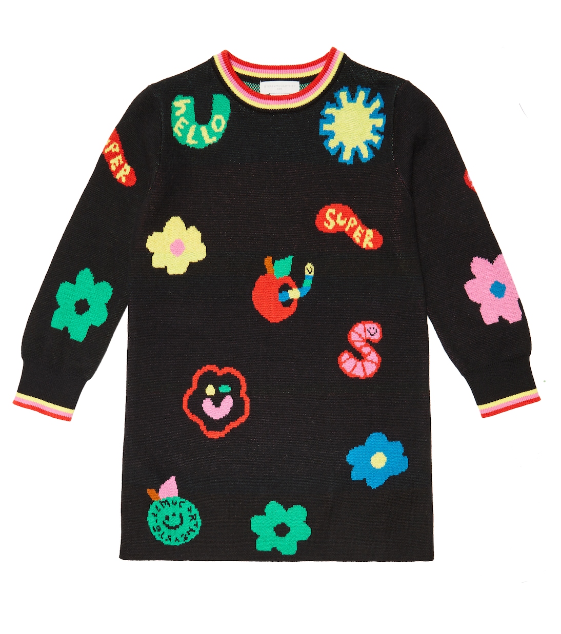 Intarsia cotton and wool dress | Stella McCartney Kids