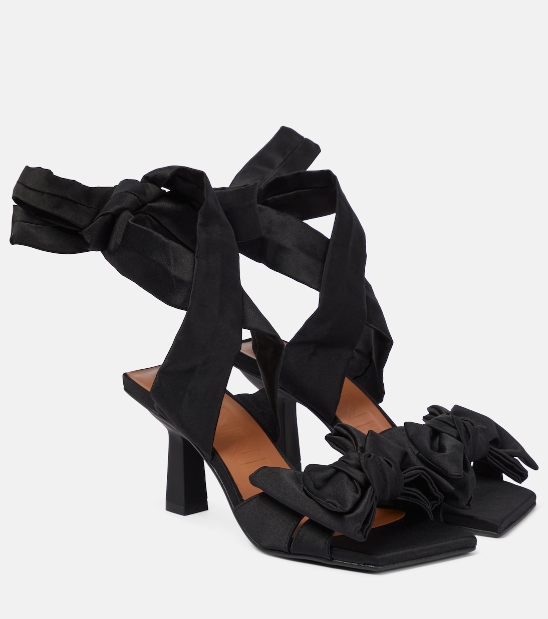 Bow-trimmed lace-up sandals | Ganni