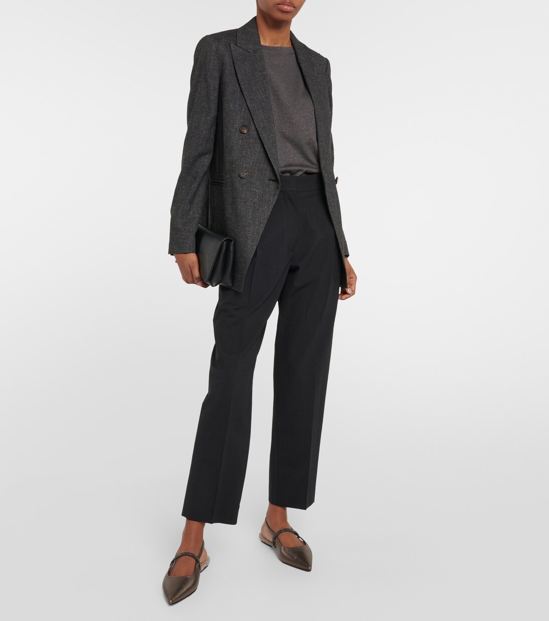 缀饰皮革露跟平底鞋 | Brunello Cucinelli