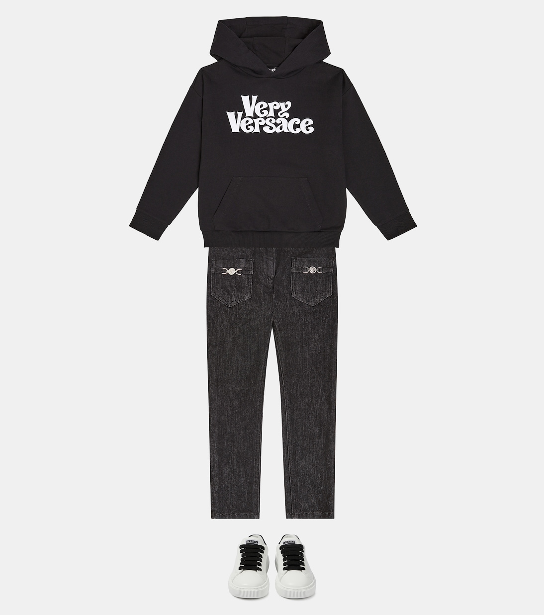 Printed cotton jersey hoodie | Versace Kids