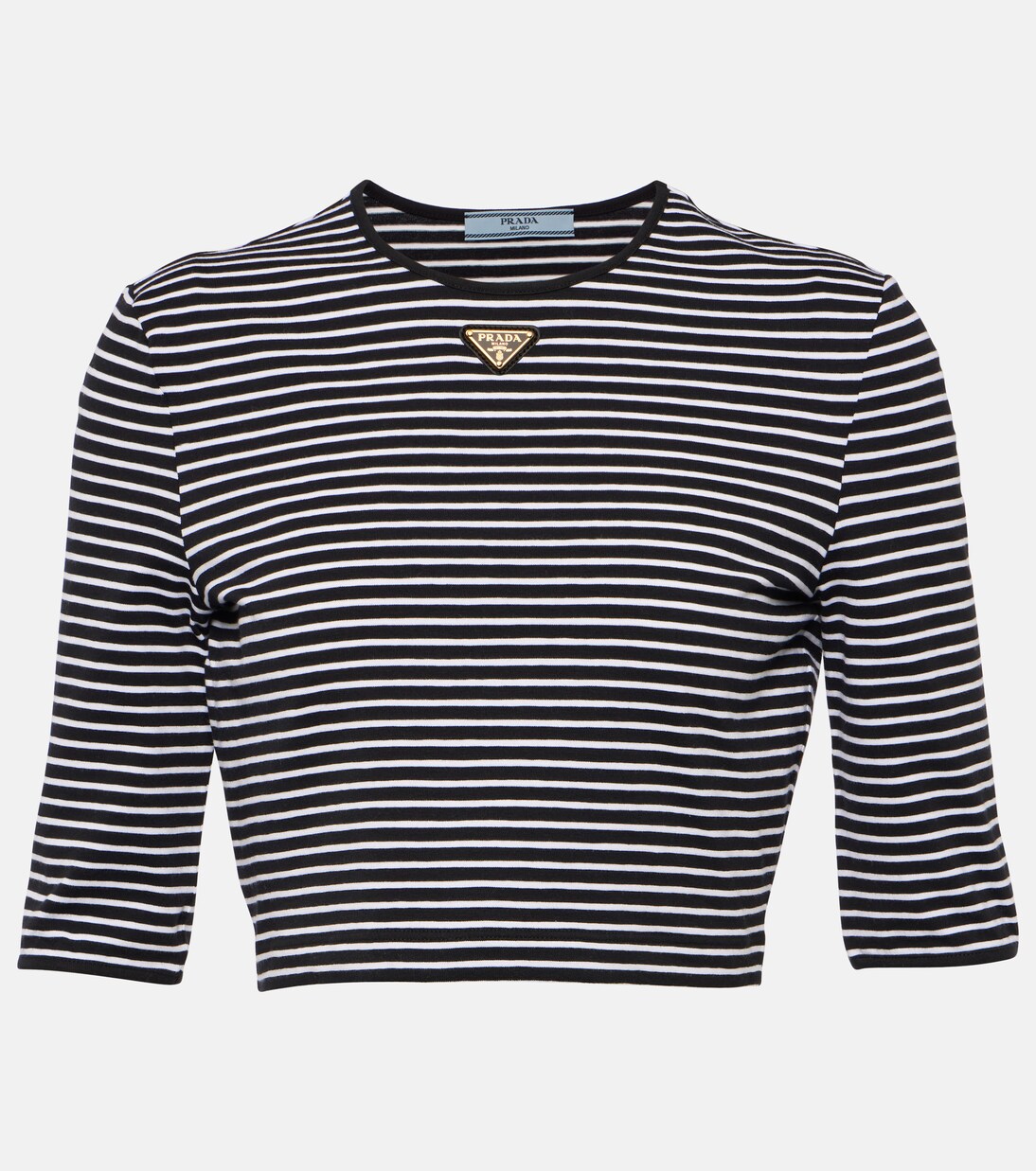 Logo cotton-blend crop top | Prada