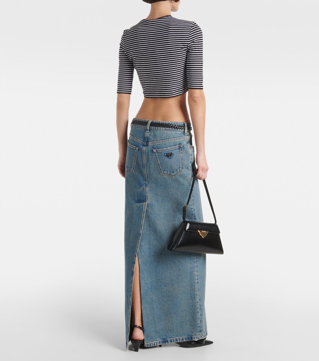 Logo cotton-blend crop top | Prada