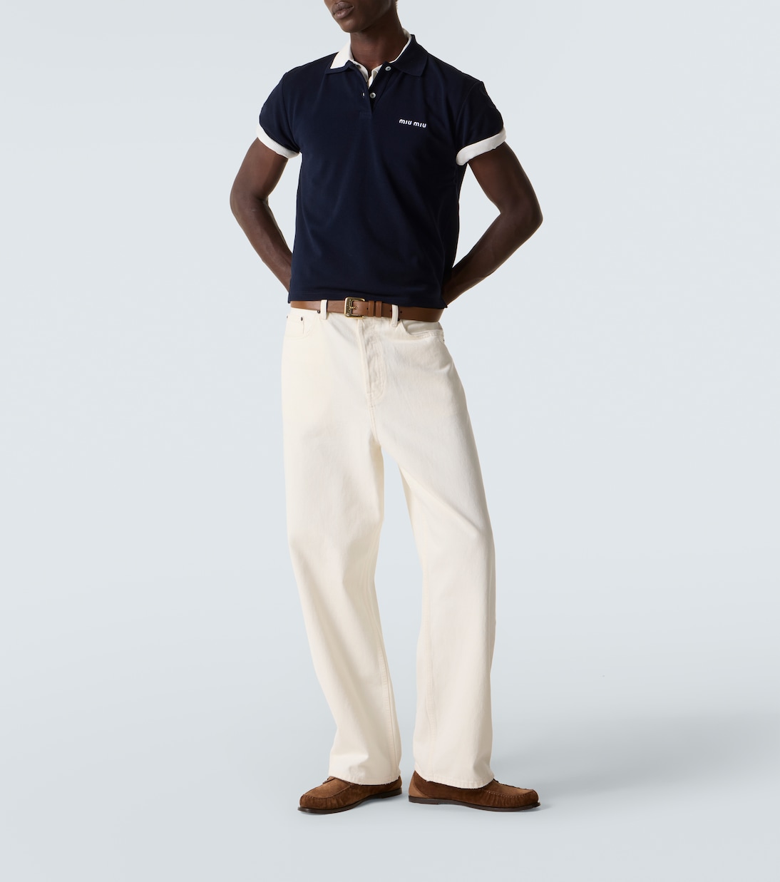 Logo cotton piqué polo shirt | Miu Miu