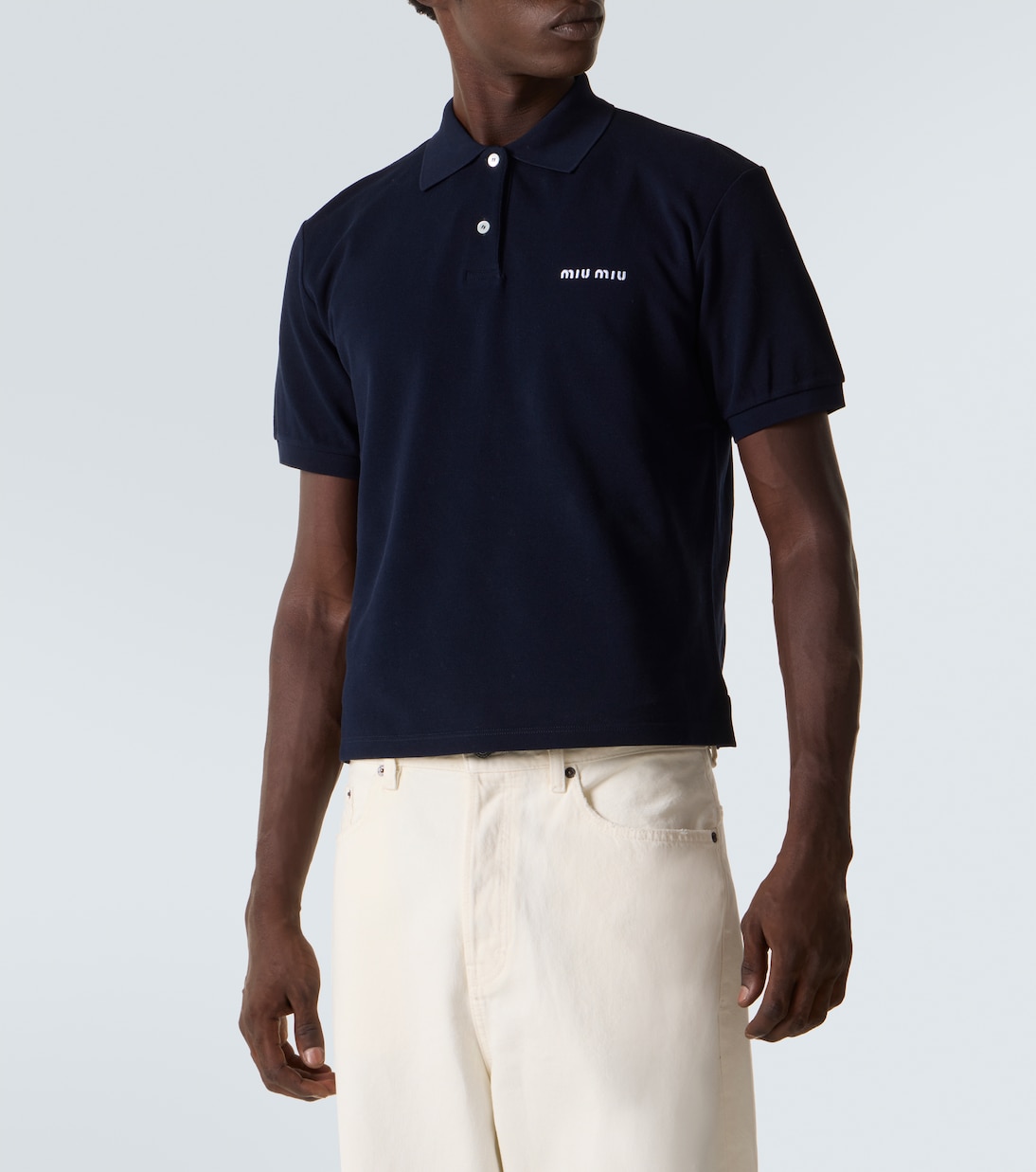 Logo cotton piqué polo shirt | Miu Miu