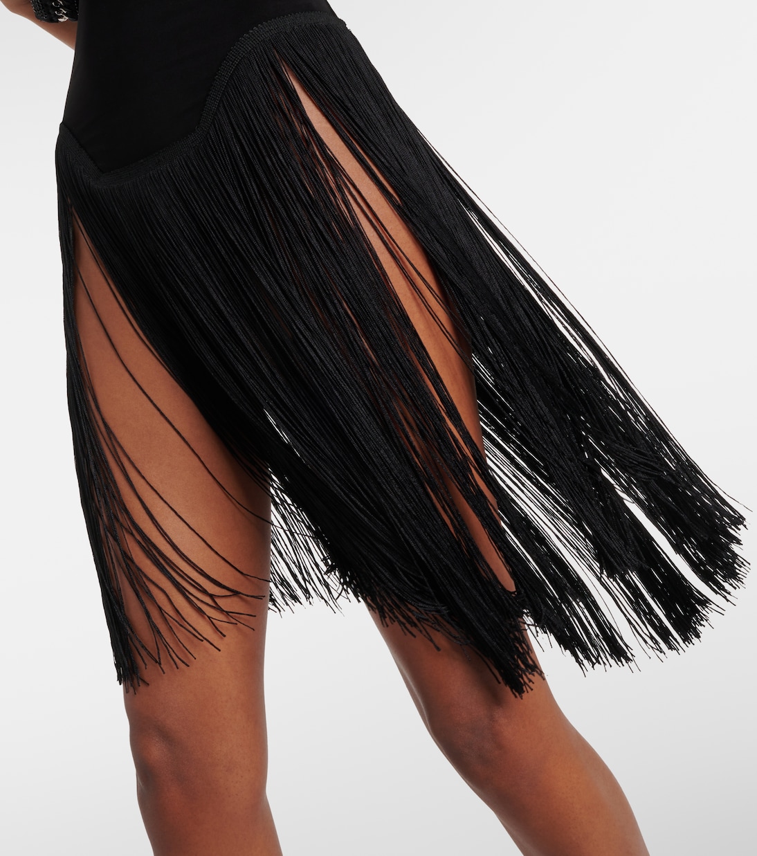 18" Fringe Bishop strapless minidress | Norma Kamali