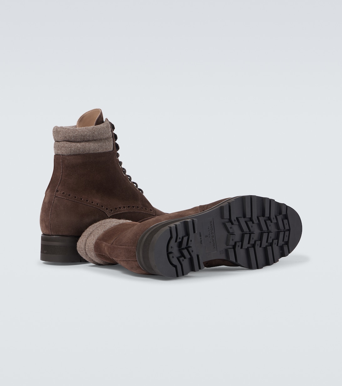 Sapele suede lace-up boots | Manolo Blahnik