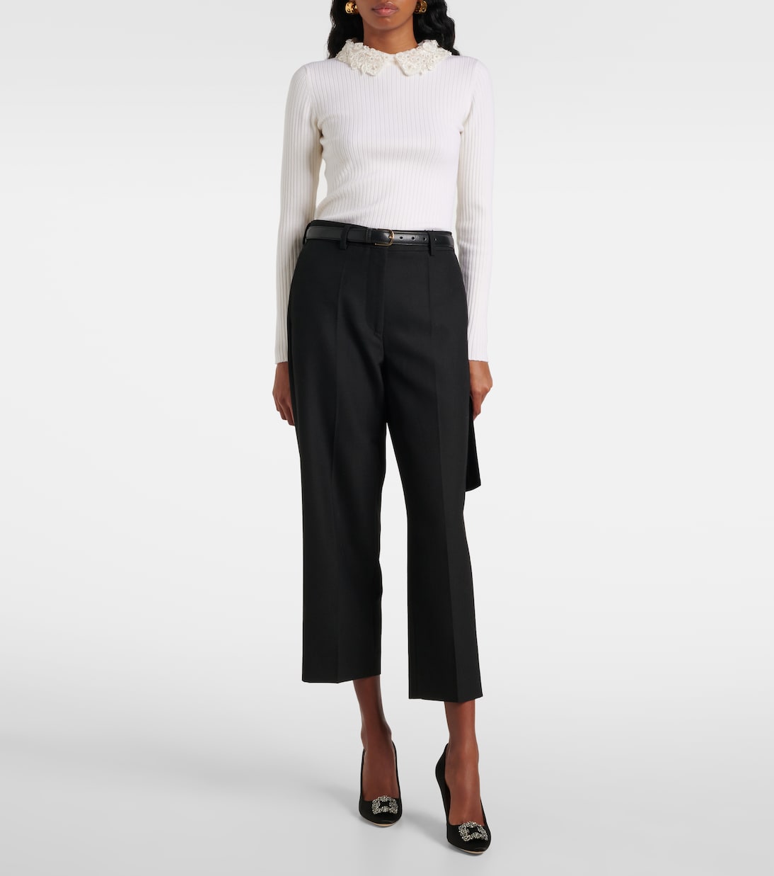 Verziertes Top aus Rippstrick | Carolina Herrera