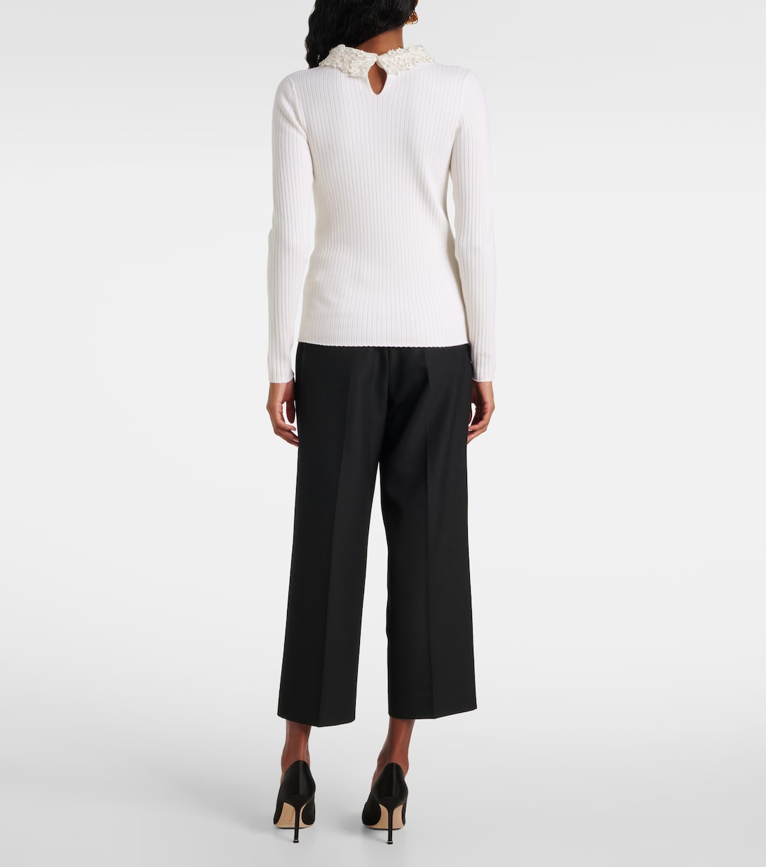 Verziertes Top aus Rippstrick | Carolina Herrera