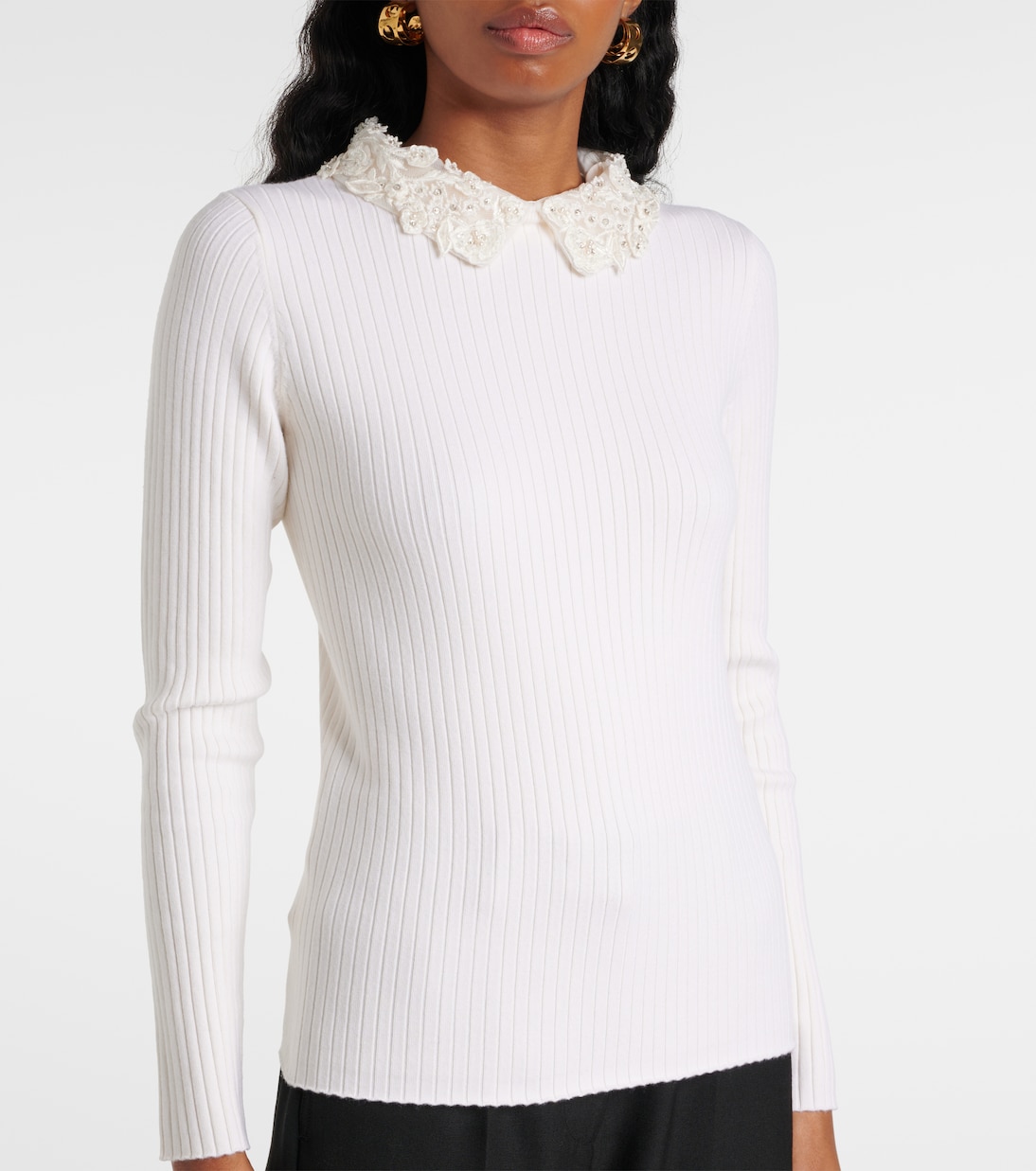 Verziertes Top aus Rippstrick | Carolina Herrera