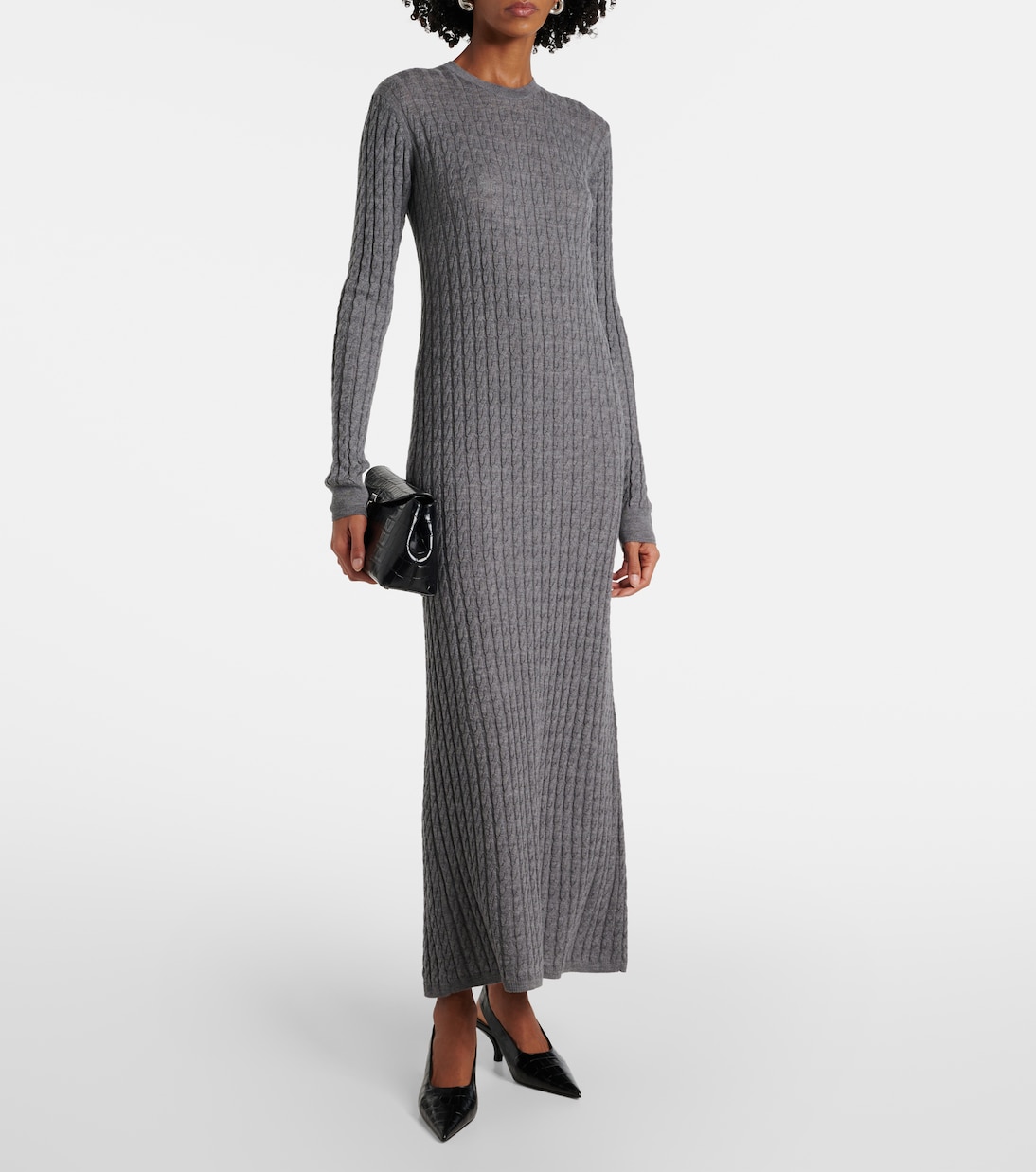 Abito lungo in maglia di lana a trecce | Toteme