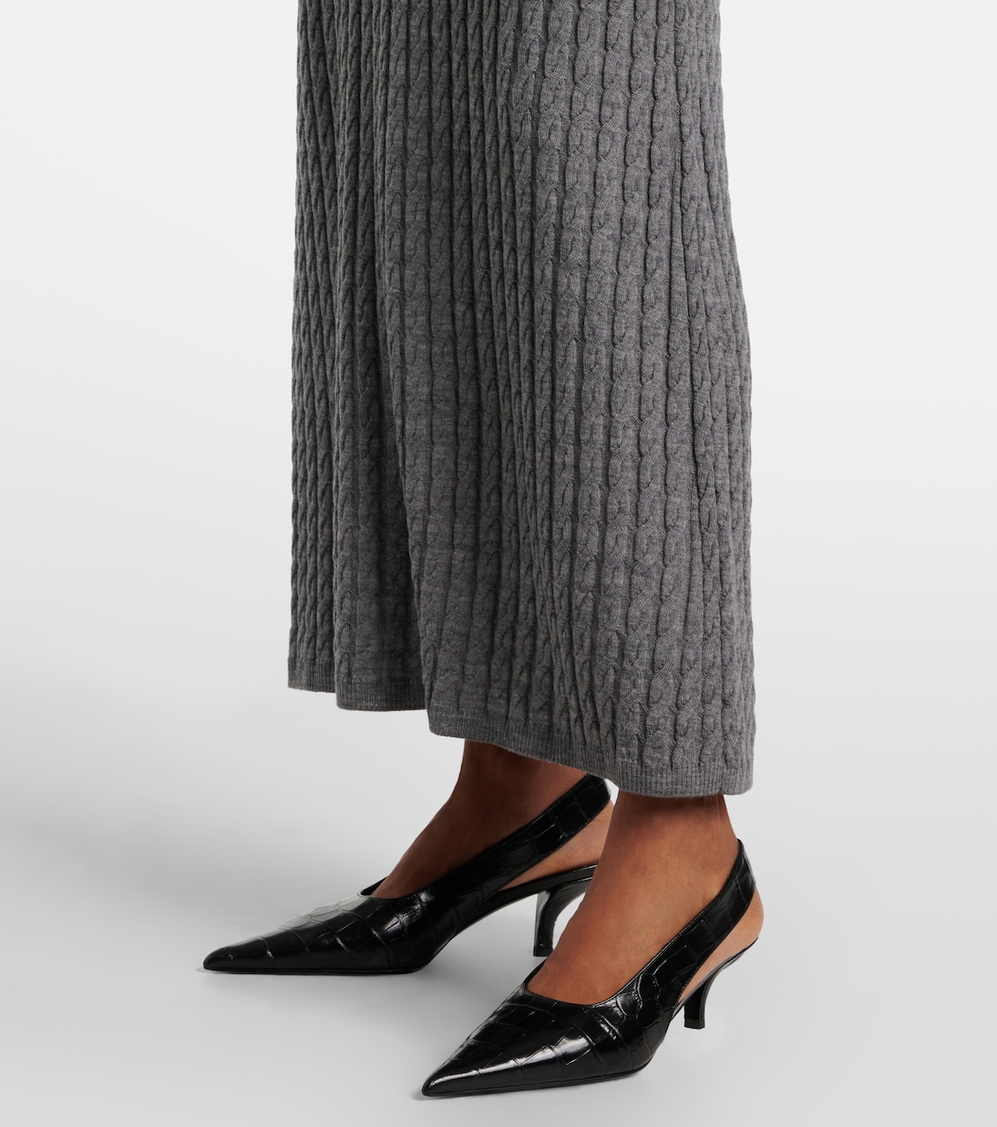 Abito lungo in maglia di lana a trecce | Toteme