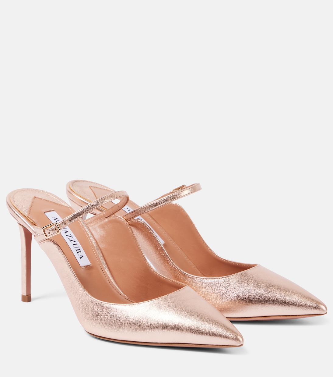 Mules Bellezza 85 de piel metalizada | Aquazzura