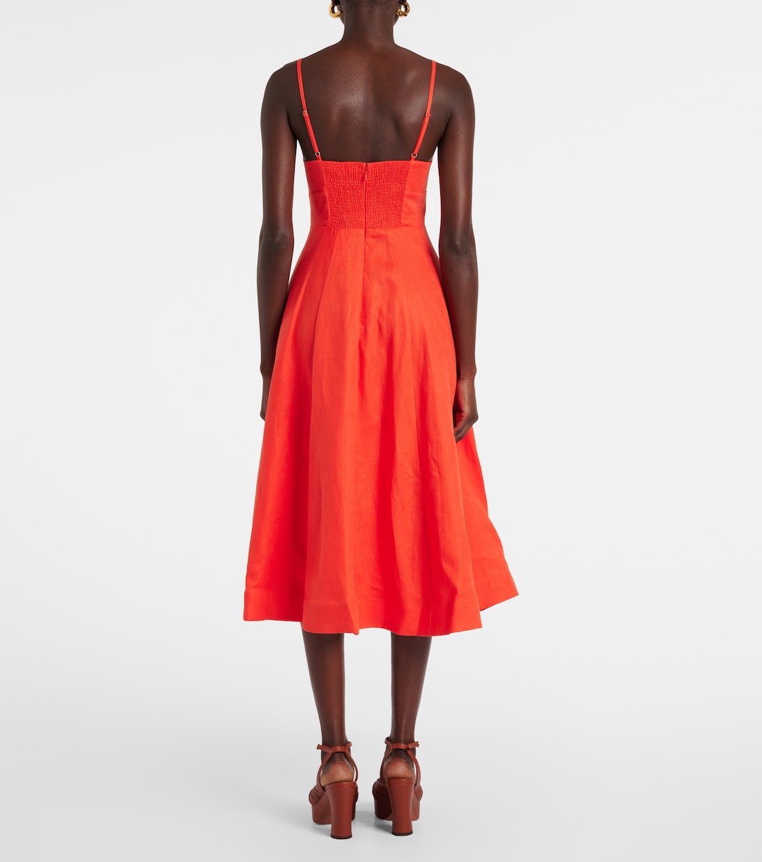 Crush bow-detail linen midi dress | Zimmermann