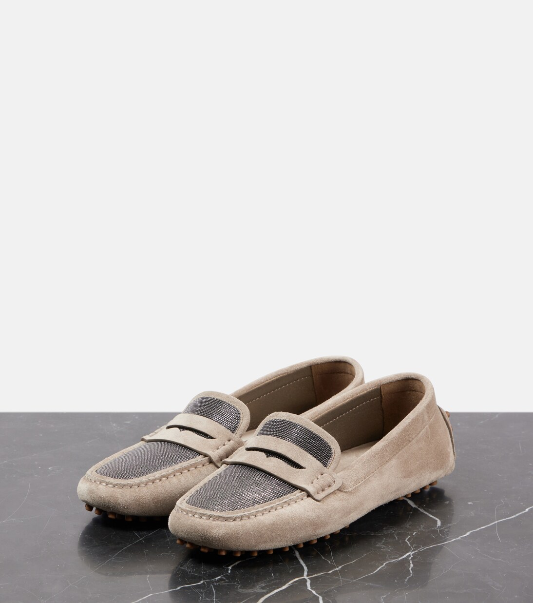Verziete Mokassins aus Veloursleder | Brunello Cucinelli