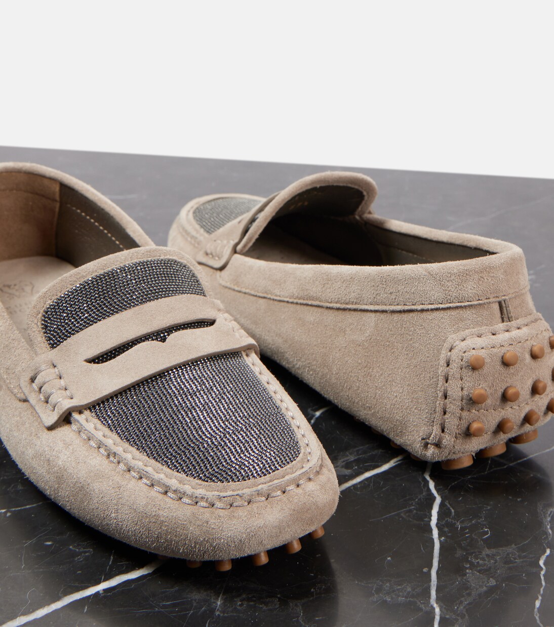 Verziete Mokassins aus Veloursleder | Brunello Cucinelli