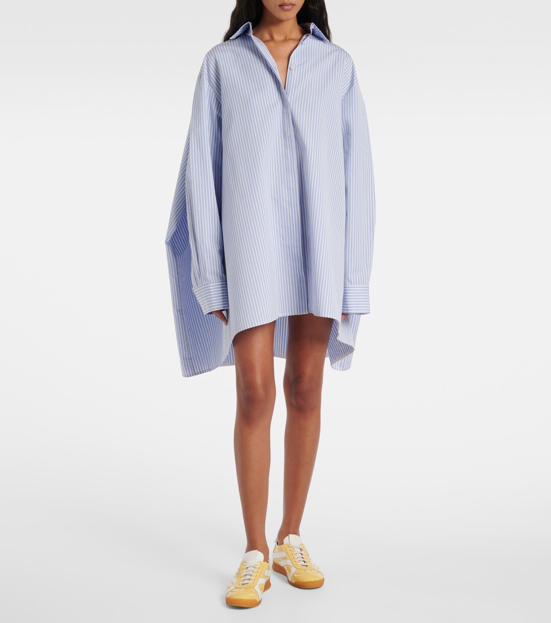 Robe chemise Isla rayée en coton et soie | Proenza Schouler