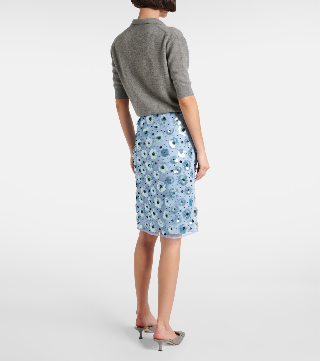 Mini-jupe à taille haute et à fleurs  | Rotate