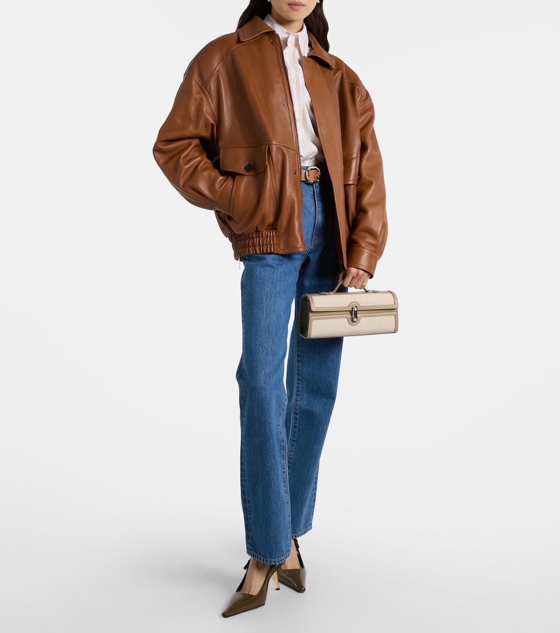 Slim Symmetry leather-trimmed tote bag | Savette